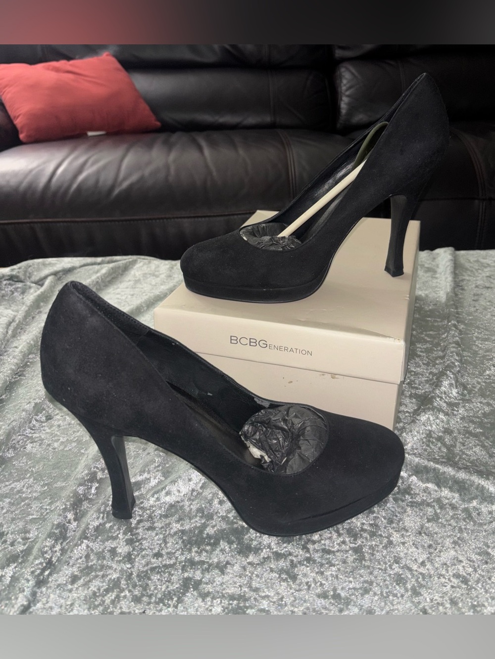 BCBGeneration Black Suede Shoes Heels